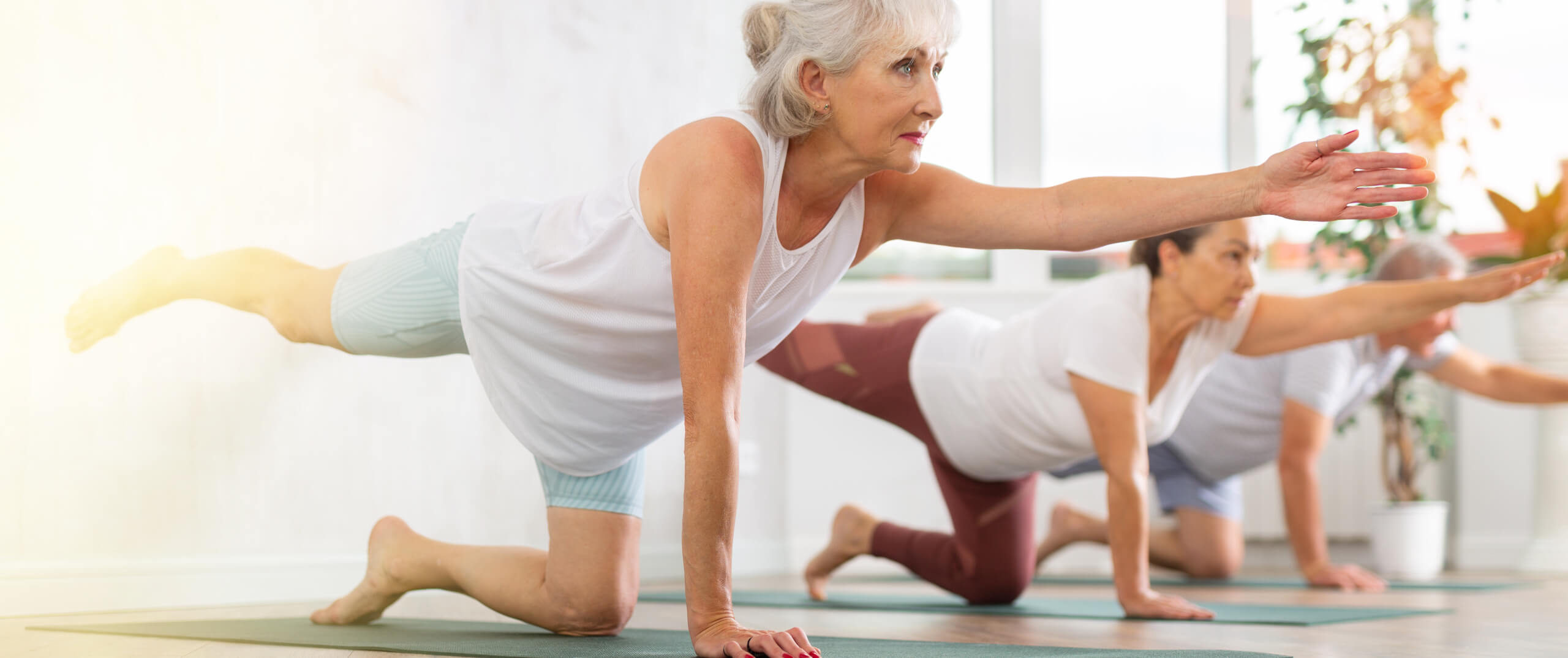 Drei Frauen machen Fitnessübungen